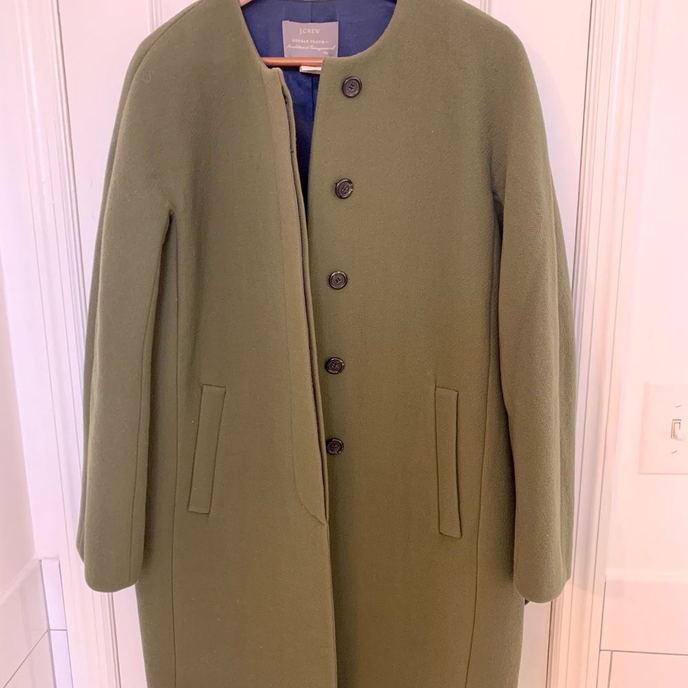J. Crew “Sabrina” Double Cloth Collarless  Italian Wool Coat - Like New